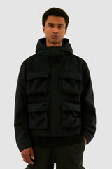 3D Pocket Hooded Nylon Jacket