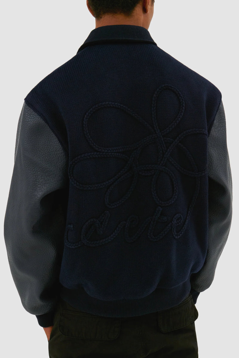 Embroidered Flower Varsity Jacket