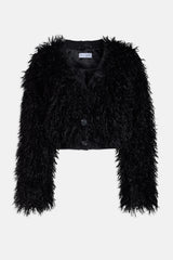 Cardigan corto in eco Mongolia