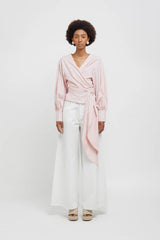 Blusa in popeline rigato