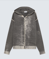 Felpa spray in maglia di cotone con cappuccio e zip.