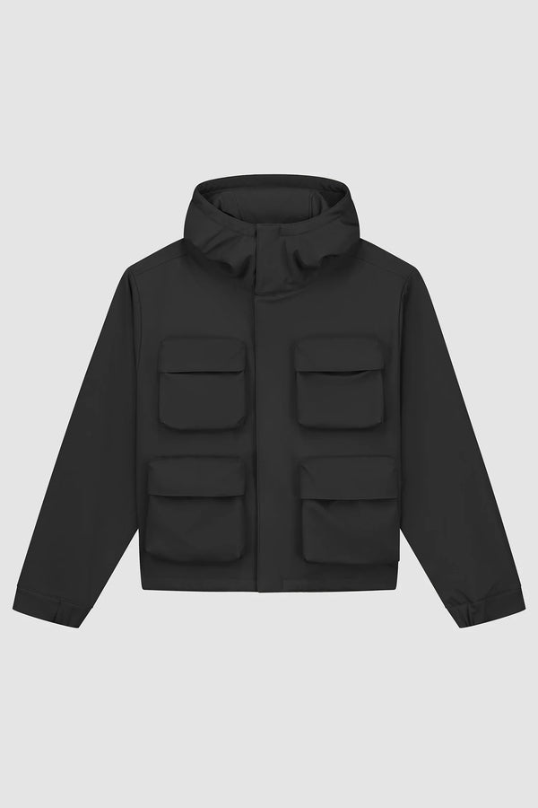 3D Pocket Hooded Nylon Jacket