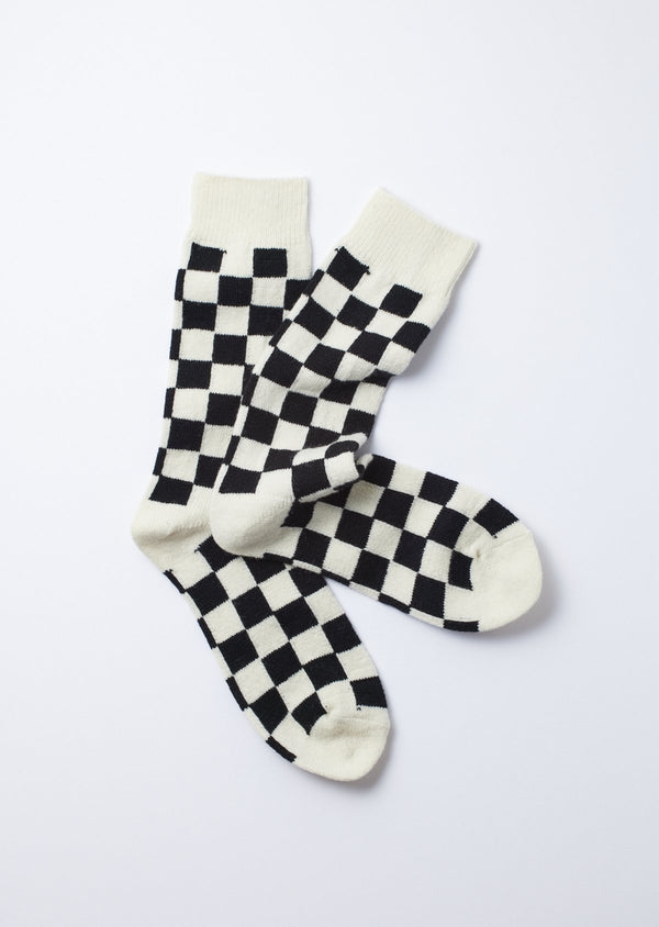 Rototo Recycle Wool Checkerboard Crew Sock | Naive Concept Store.