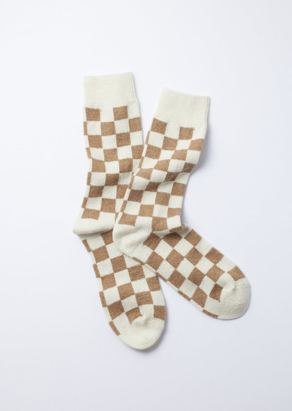 Rototo Recycle Wool Checkerboard Crew Sock | Naive Concept Store.